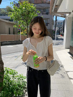 Oat check blouse