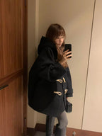 Baby alpaca hoodie duffle coat