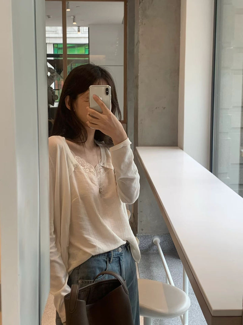 [Instock] Camisole lace blouse (ivory)