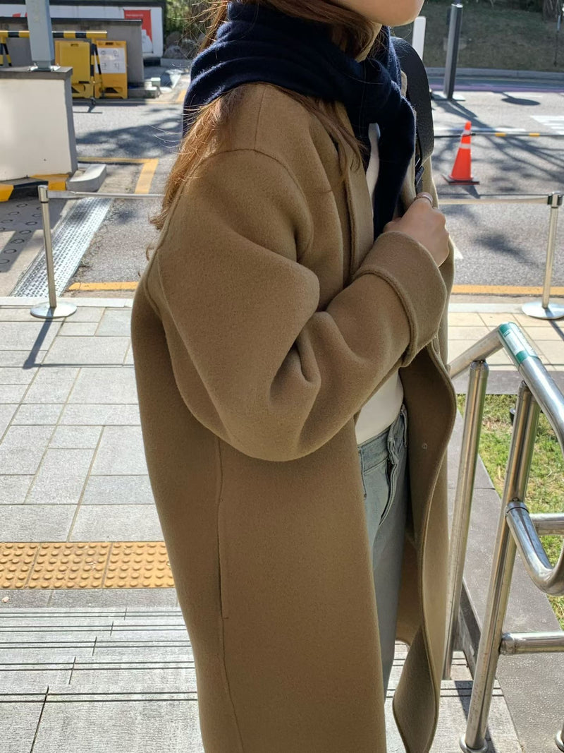 Handmade lene wool long coat