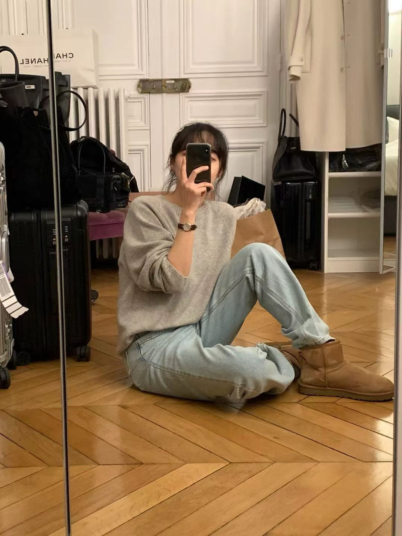 Cashmere basic pullover knit
