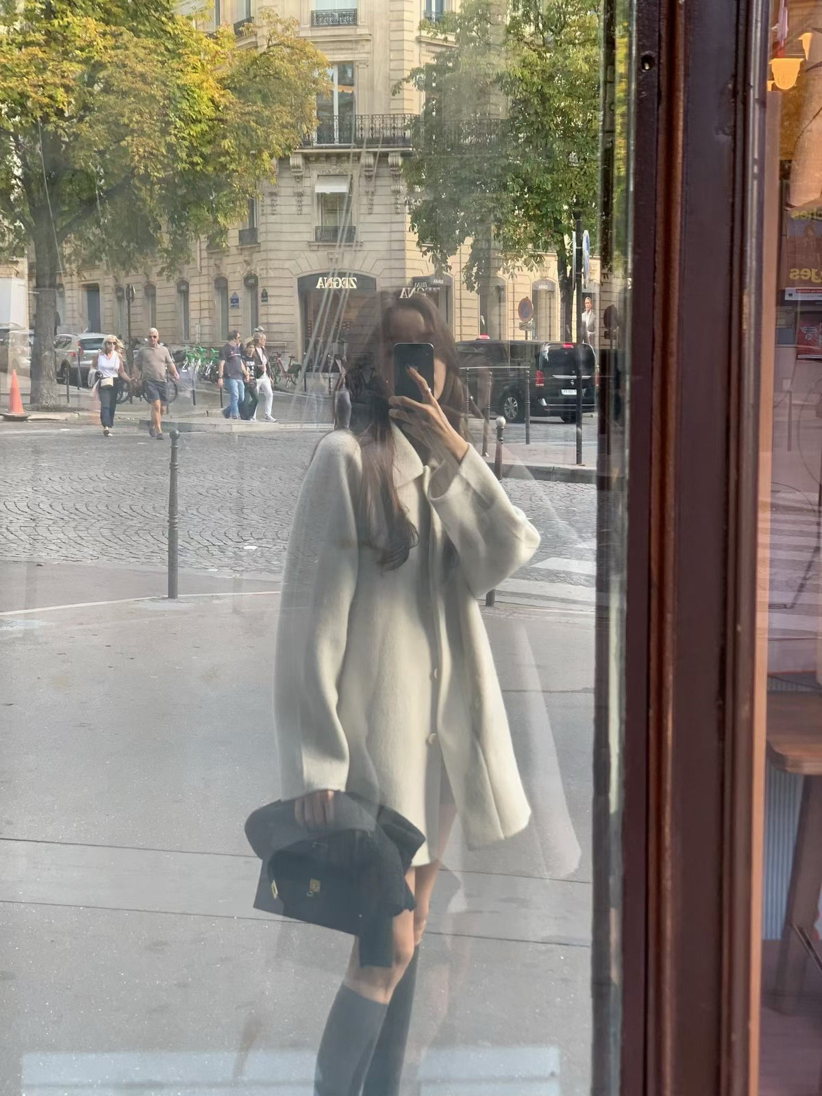 Handmade cony cashmere raglan coat