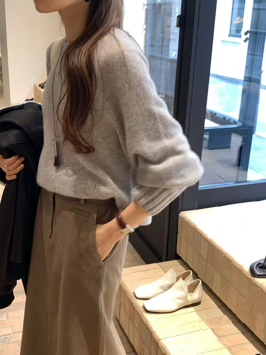 Cashmere basic pullover knit
