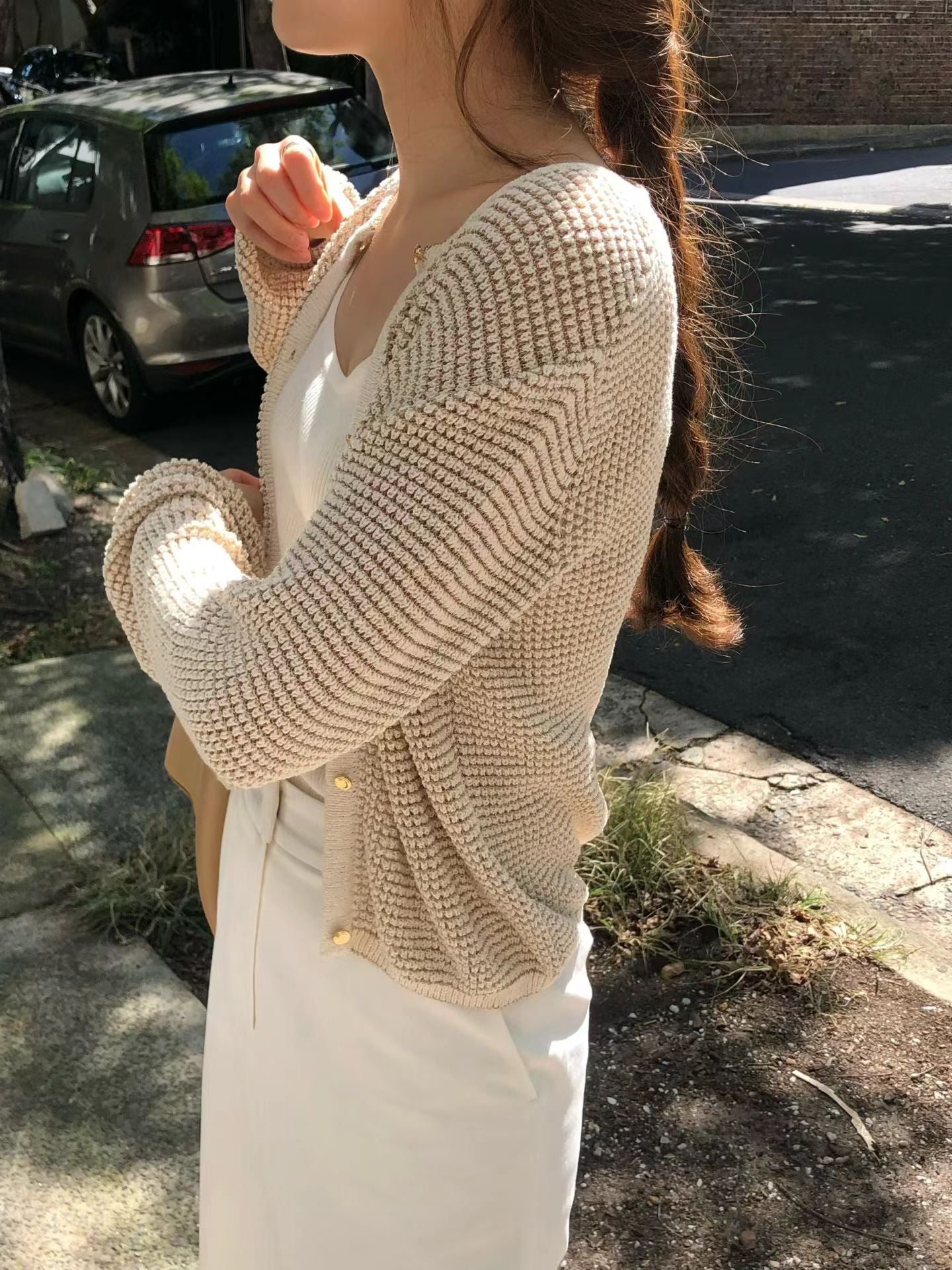 Golden crochet cardigan