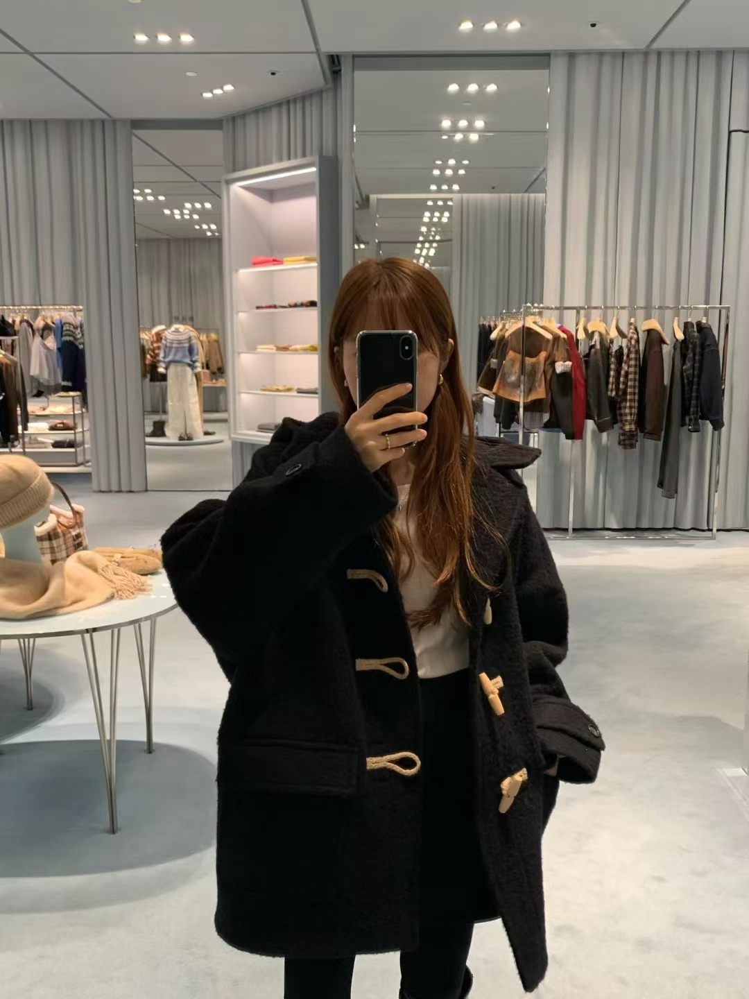 Baby alpaca hoodie duffle coat