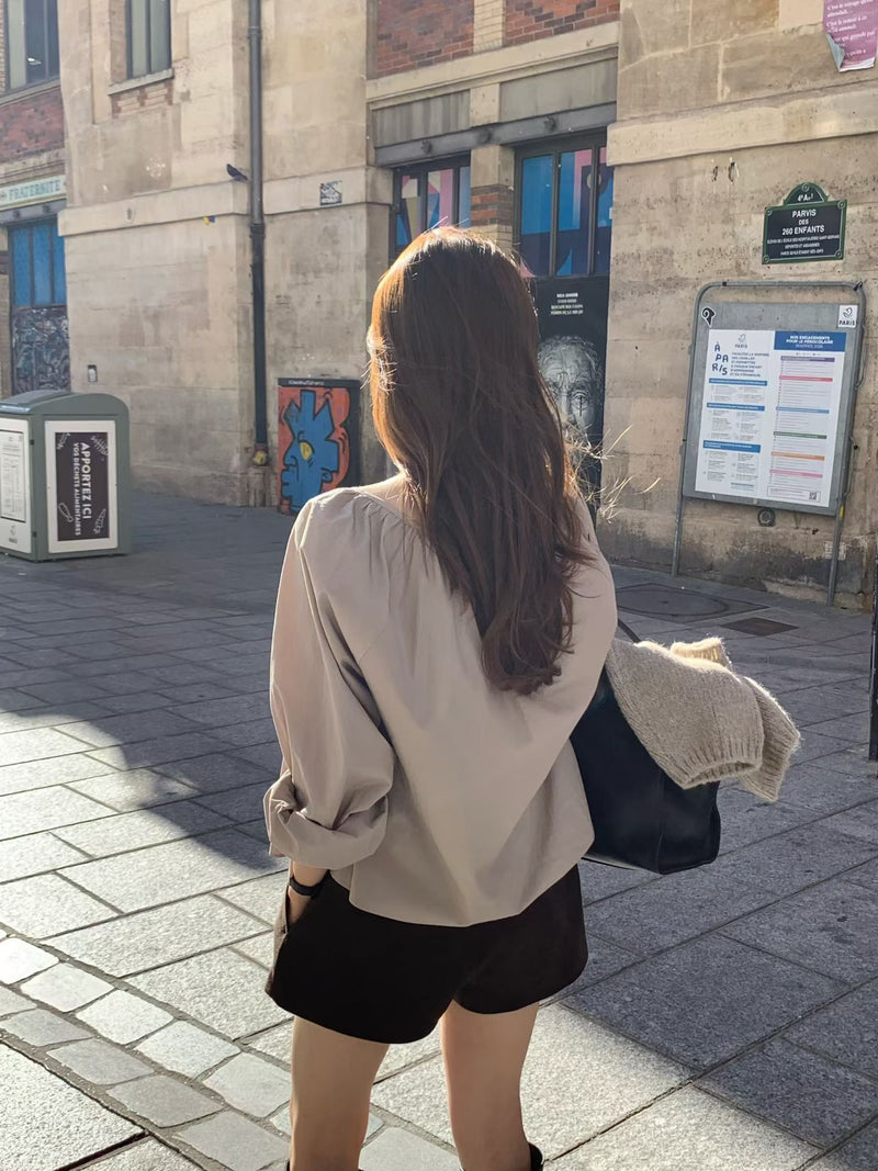 V shirring blouse