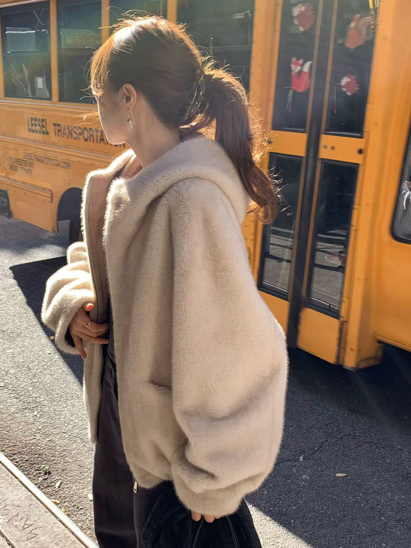 Minc hood fur zipup jacket