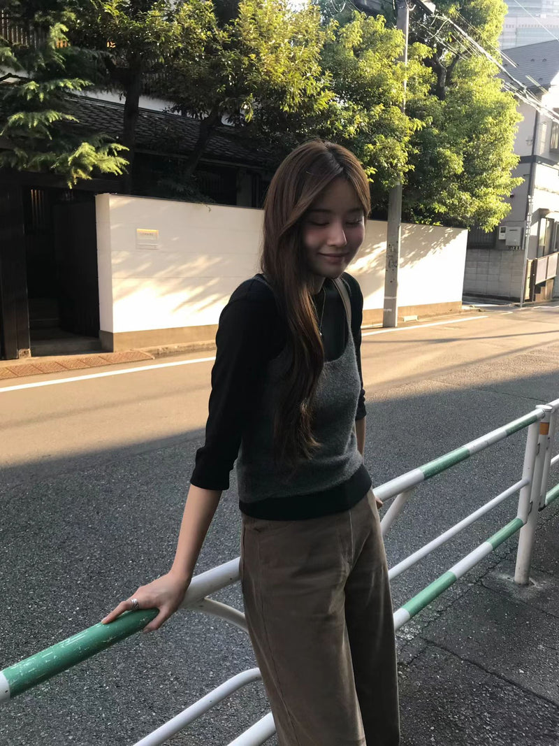 Layered raccoon sleeveless knit