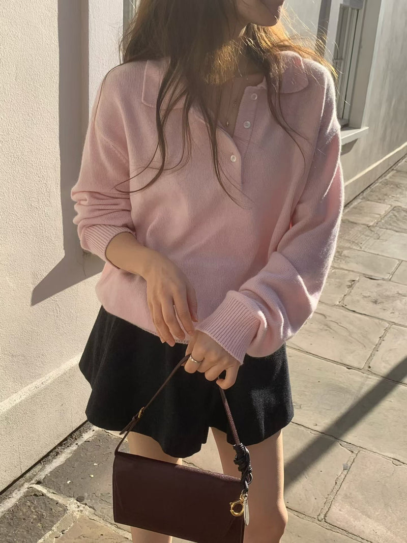 Cash collar knit