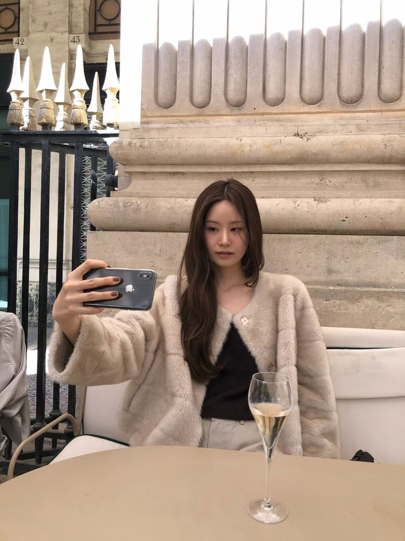 Sage minc fur jacket