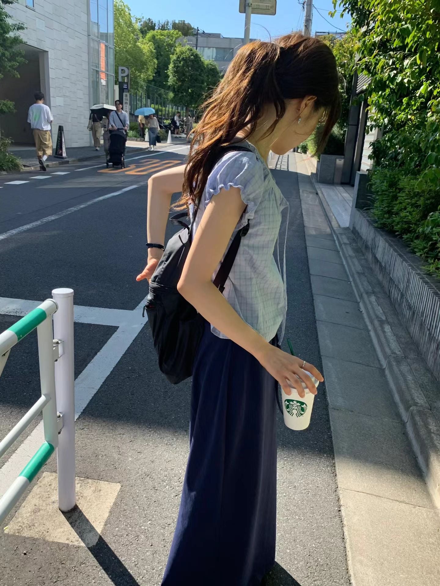 Oat check blouse