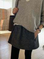 Wool boucle string skirt