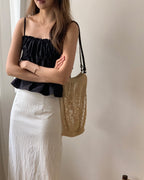 [sale] Ribbon shirring blouse
