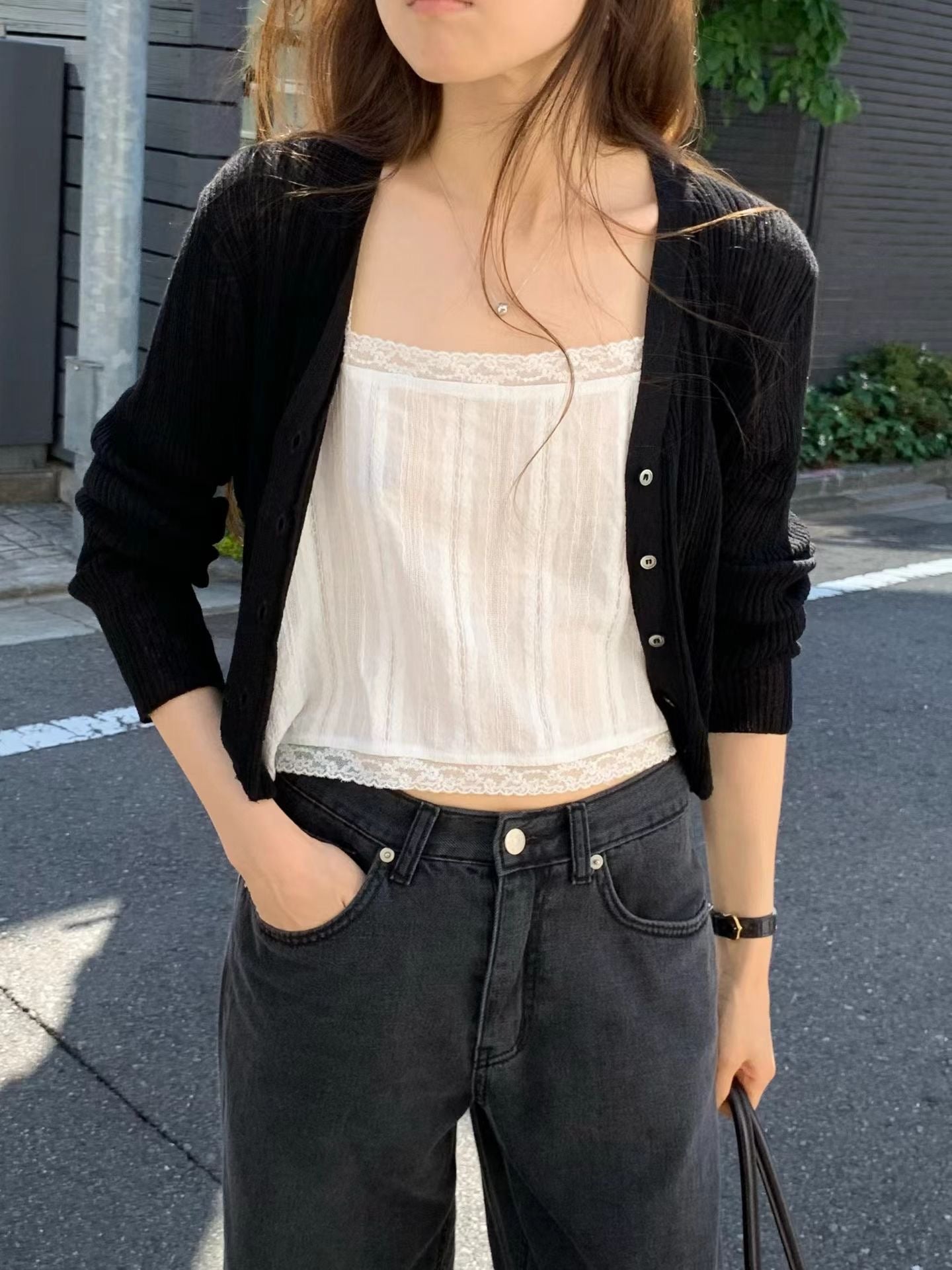 Ecru golgi v cardigan