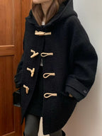 Baby alpaca hoodie duffle coat