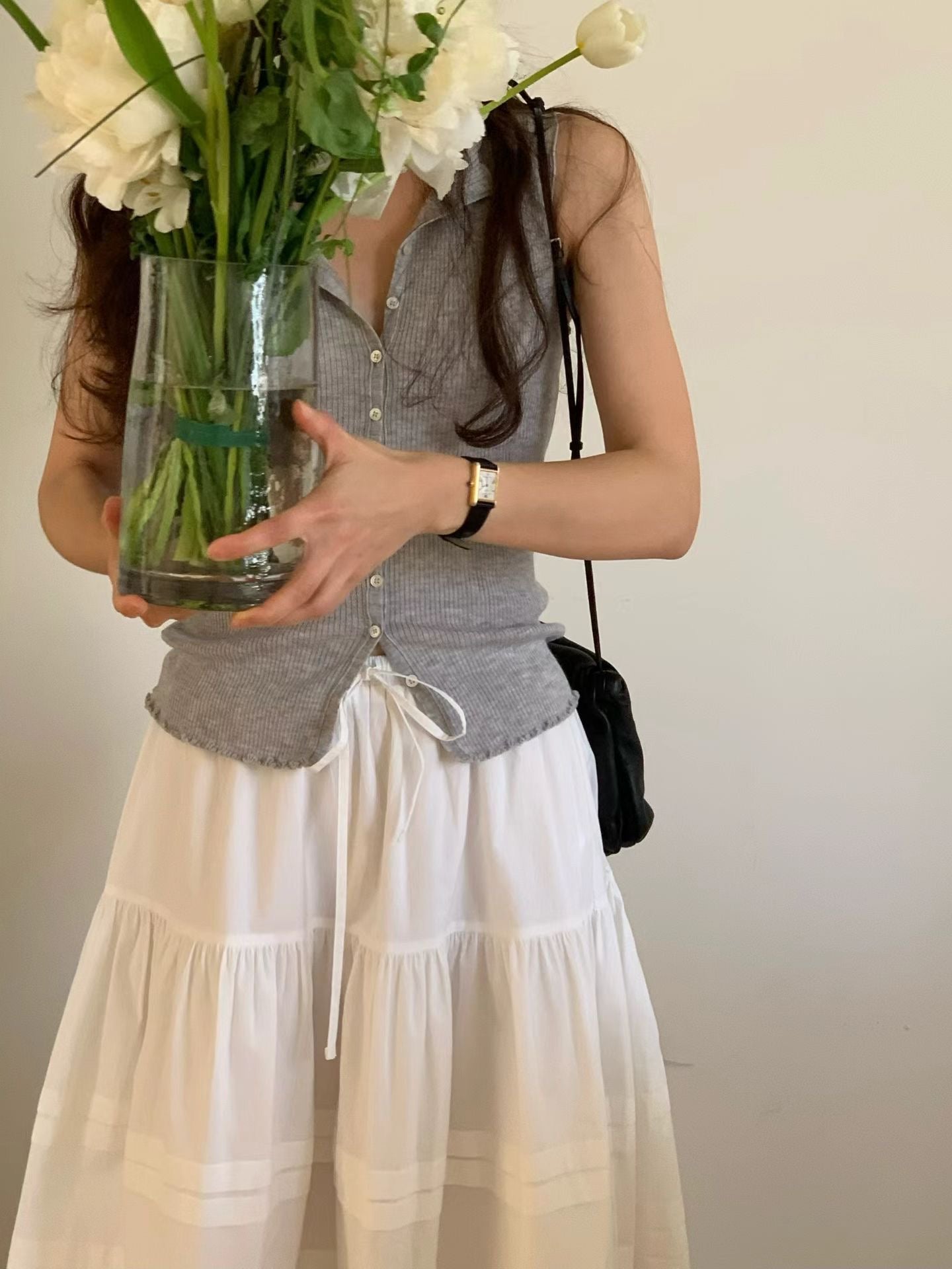 Silk mori sleeveless knit