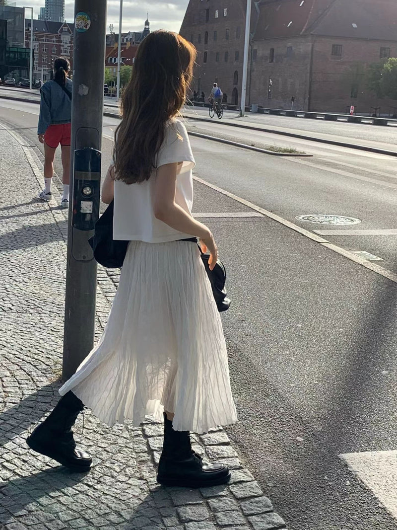 Flare wrinkle skirt