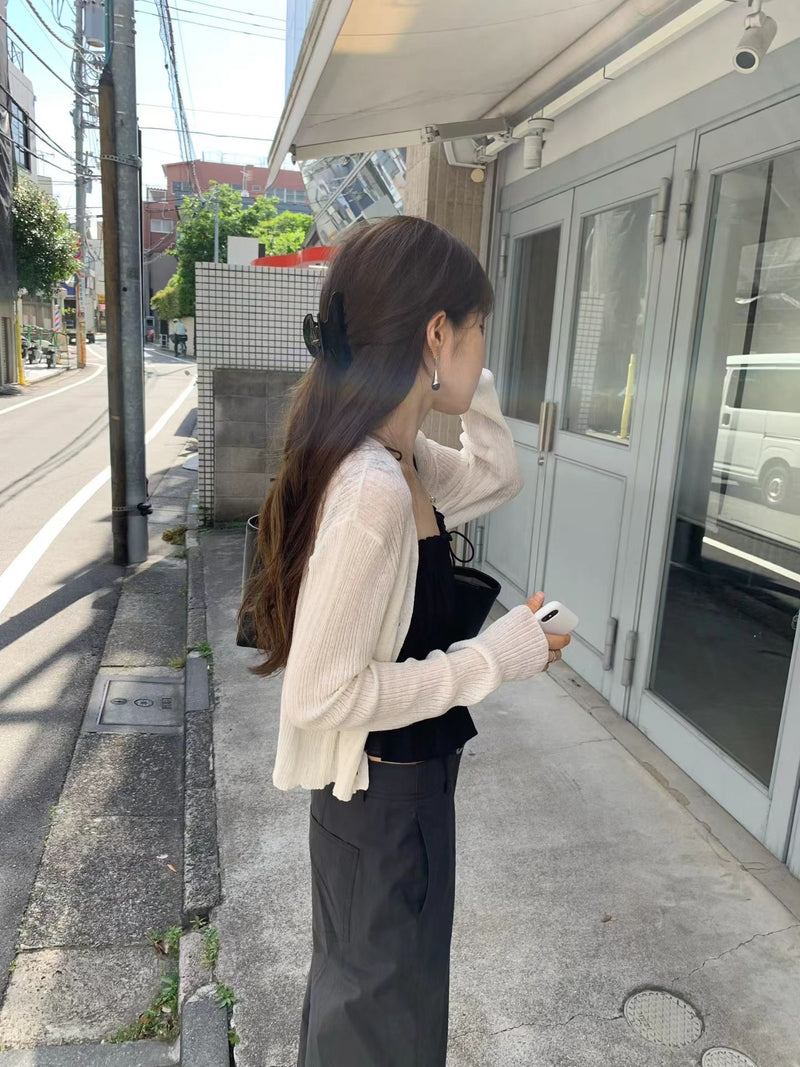 Ecru golgi v cardigan