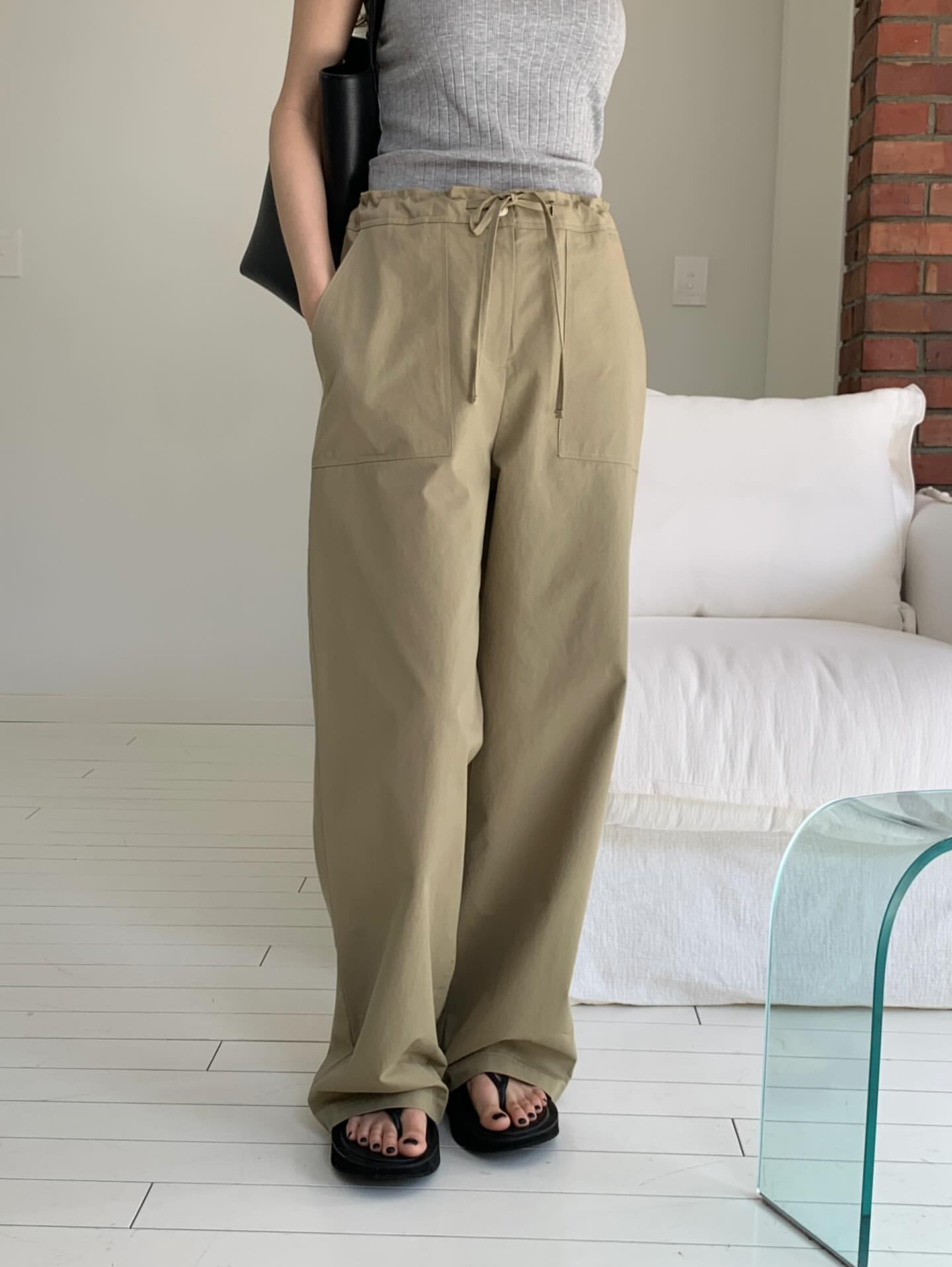 [sale] Pocket washing pants (khaki beige)