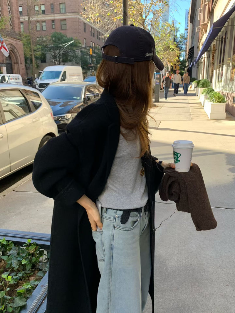 Handmade lene wool long coat