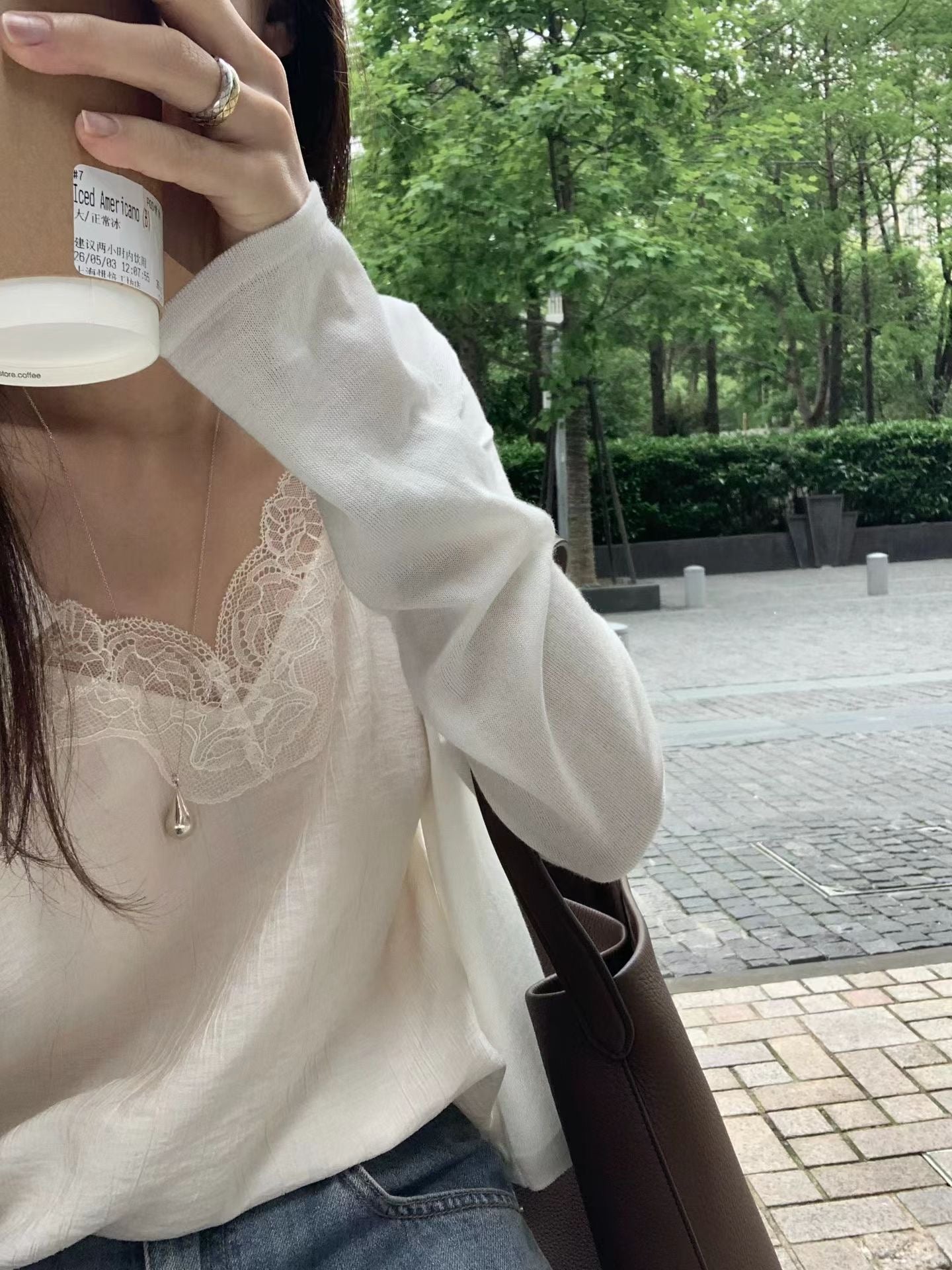 [Instock] Camisole lace blouse (ivory)