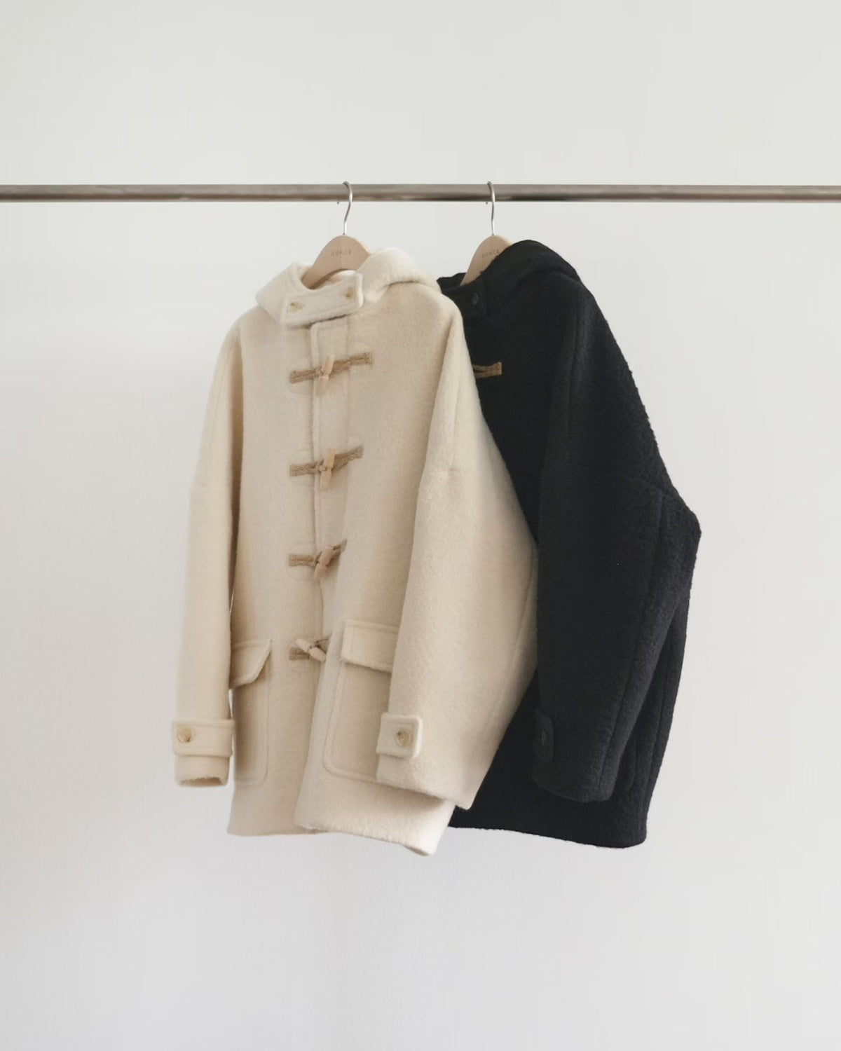 Baby alpaca hoodie duffle coat