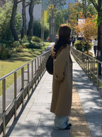 Handmade lene wool long coat