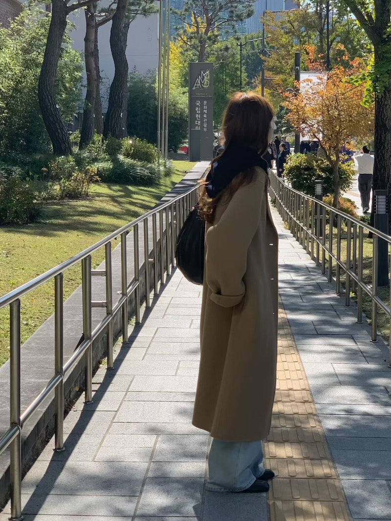 Handmade lene wool long coat