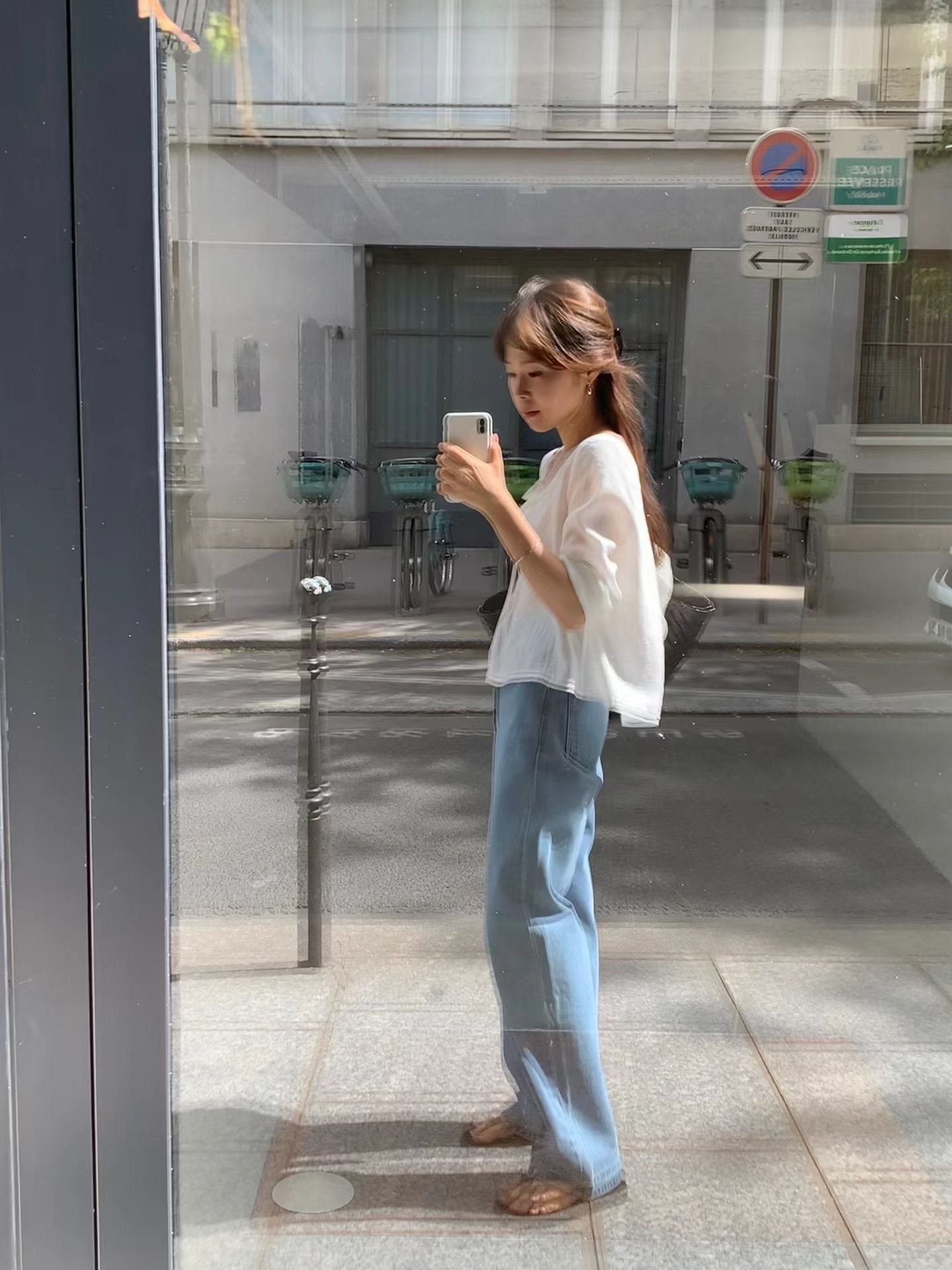 Row denim pants