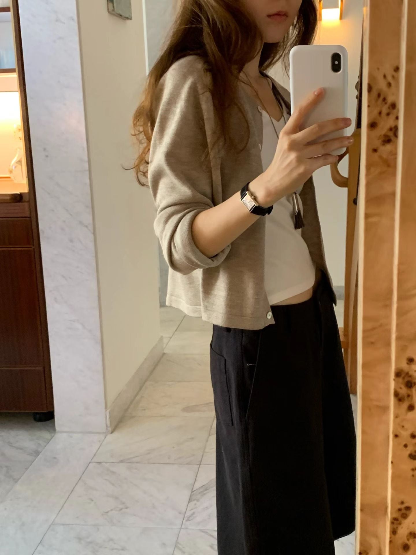 Wide bermuda pants