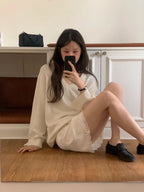 Satin mini lace skirt