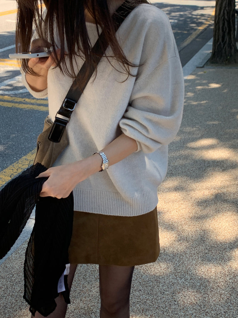 Soft leather mini skirt
