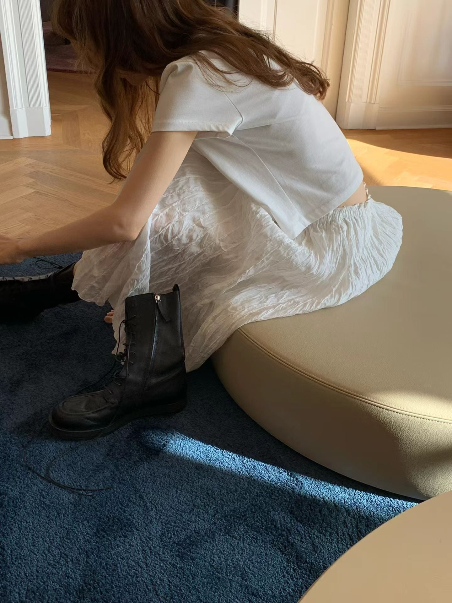 Flare wrinkle skirt