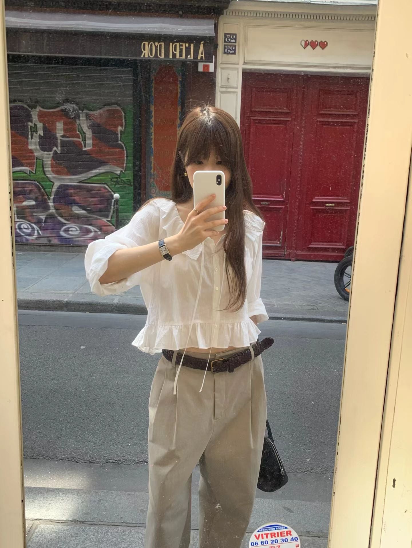 Aging double tuck pants