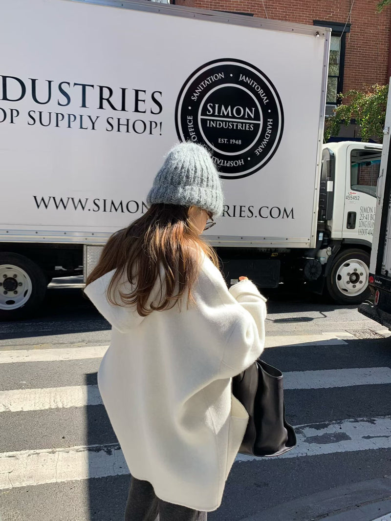 Handmade hoodie cashmere duffle coat
