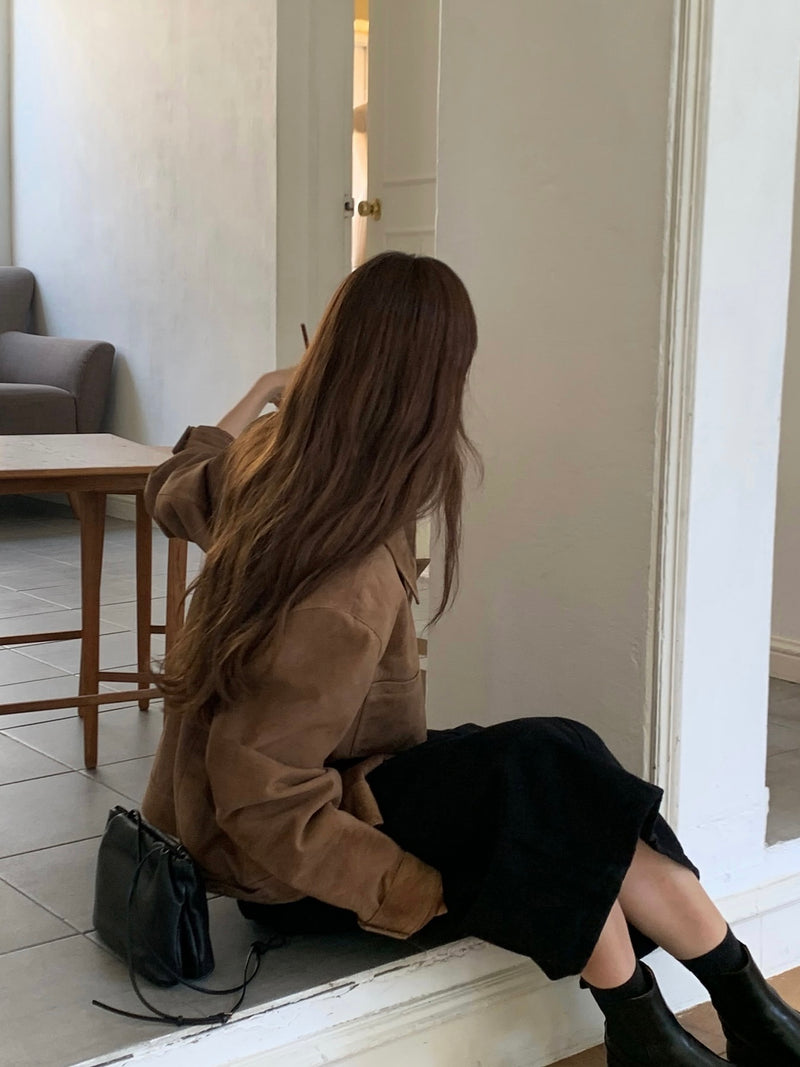 [sale] Studio leather jacket (camel)