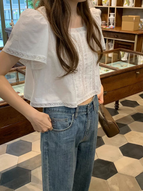 Claire slub denim pants