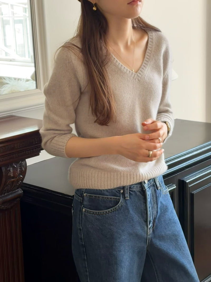 Luiet raccoon cashmere v knit
