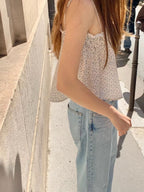 [Instock] Flower ribbon blouse (ivory)