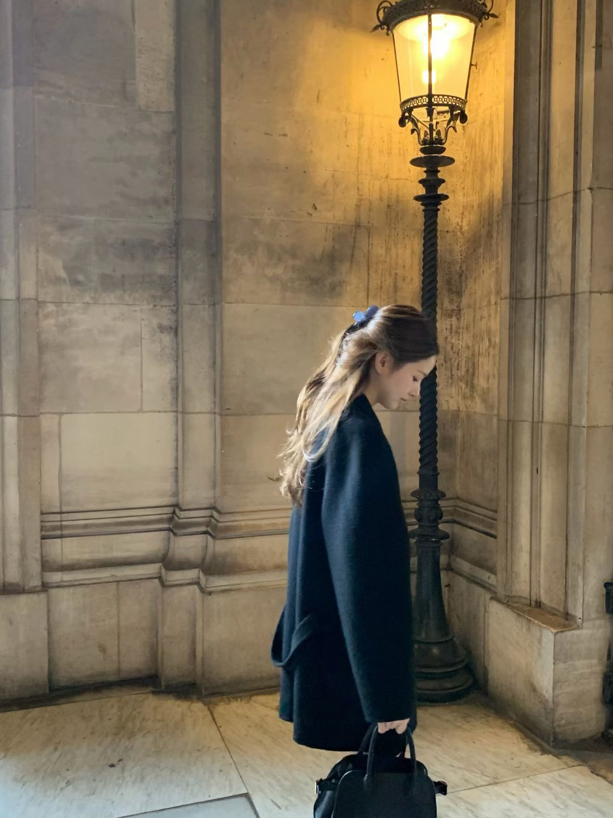 Handmade cony cashmere raglan coat