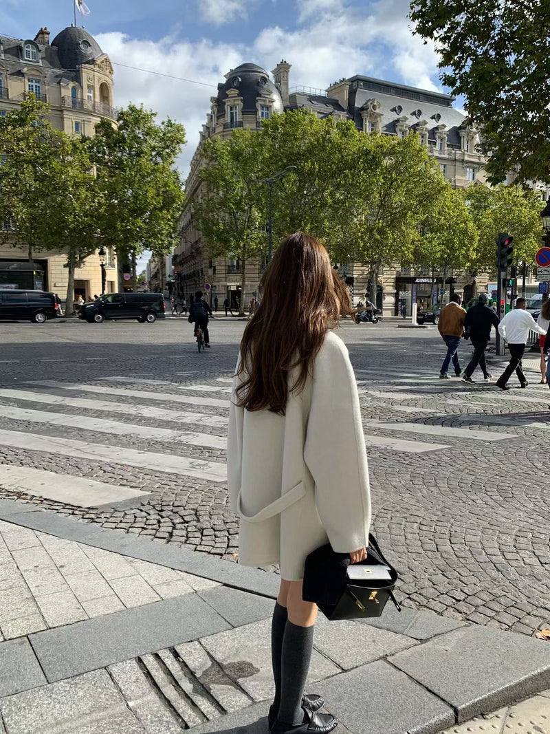 Handmade cony cashmere raglan coat