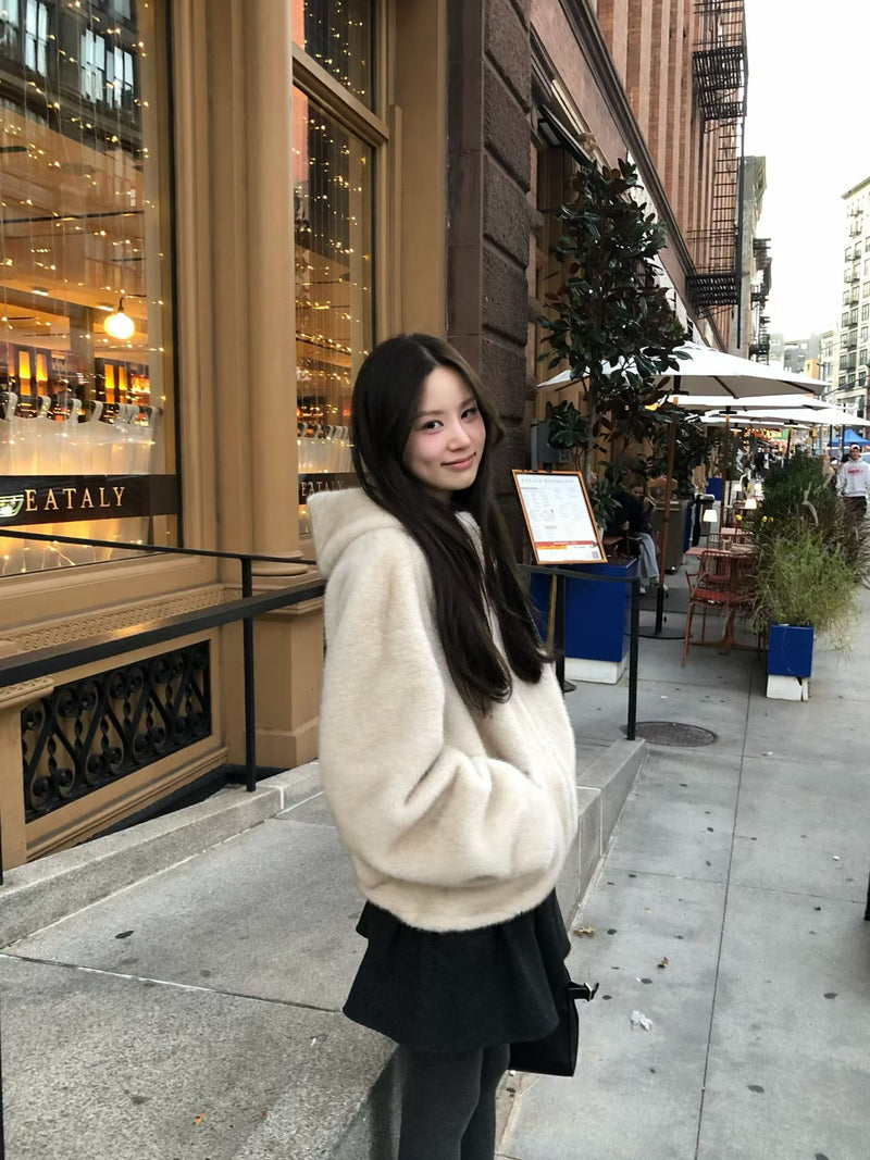Minc hood fur zipup jacket