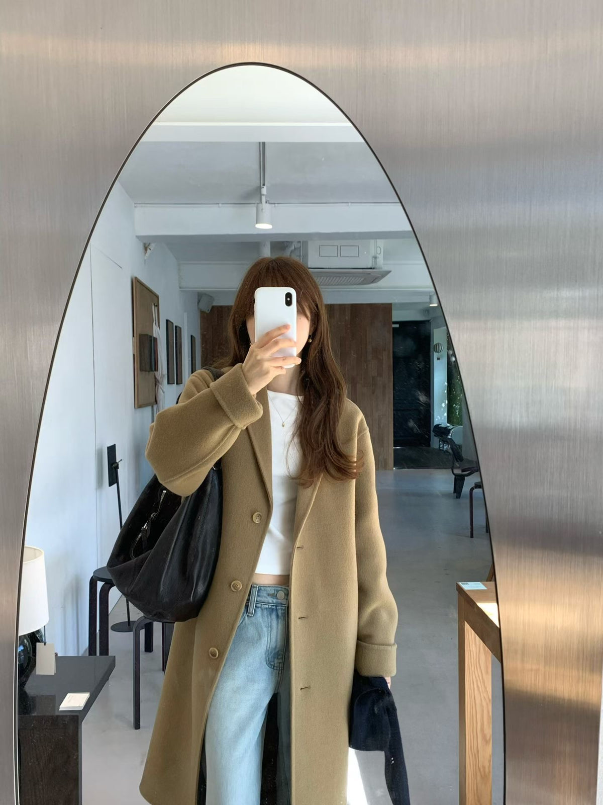 Handmade lene wool long coat
