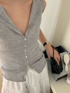 Silk mori sleeveless knit