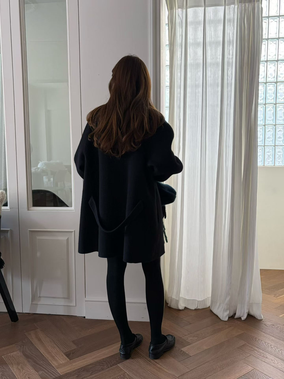 Handmade cony cashmere raglan coat