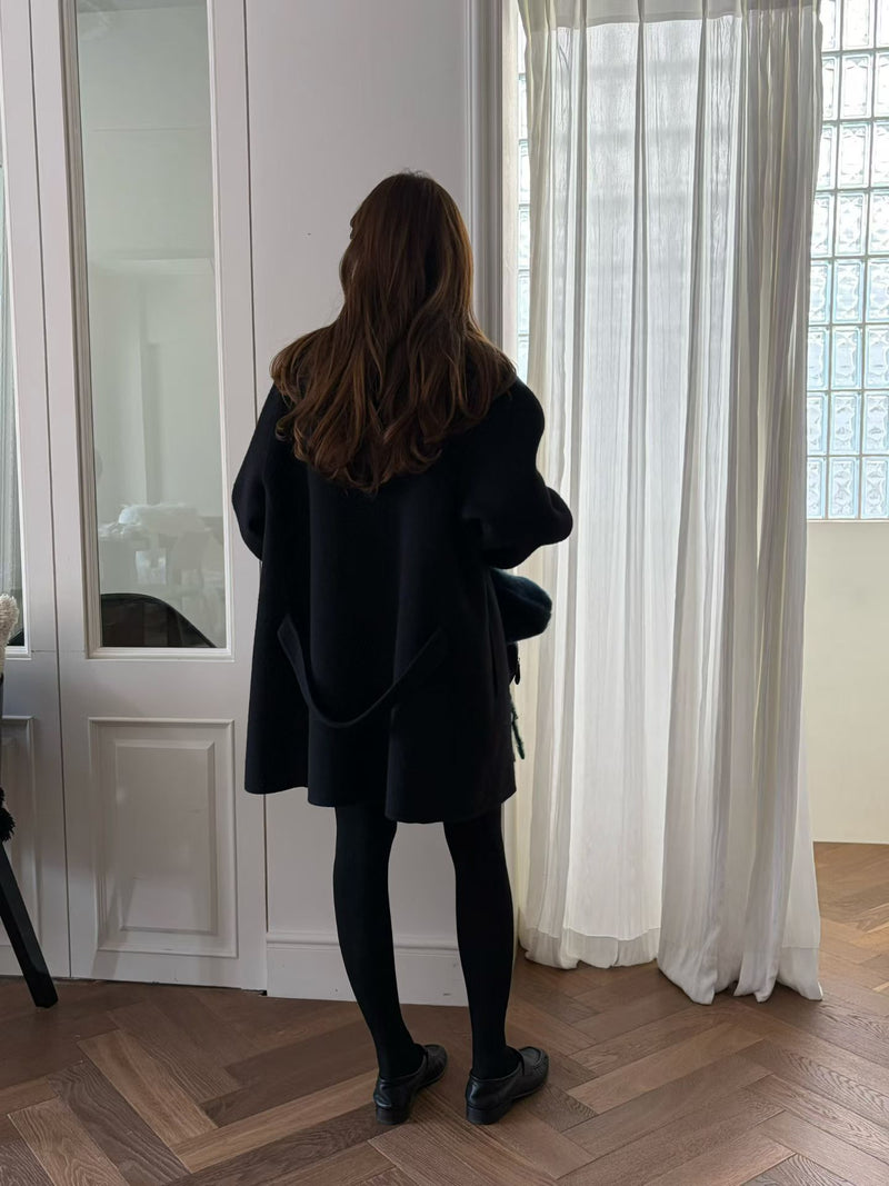 Handmade cony cashmere raglan coat