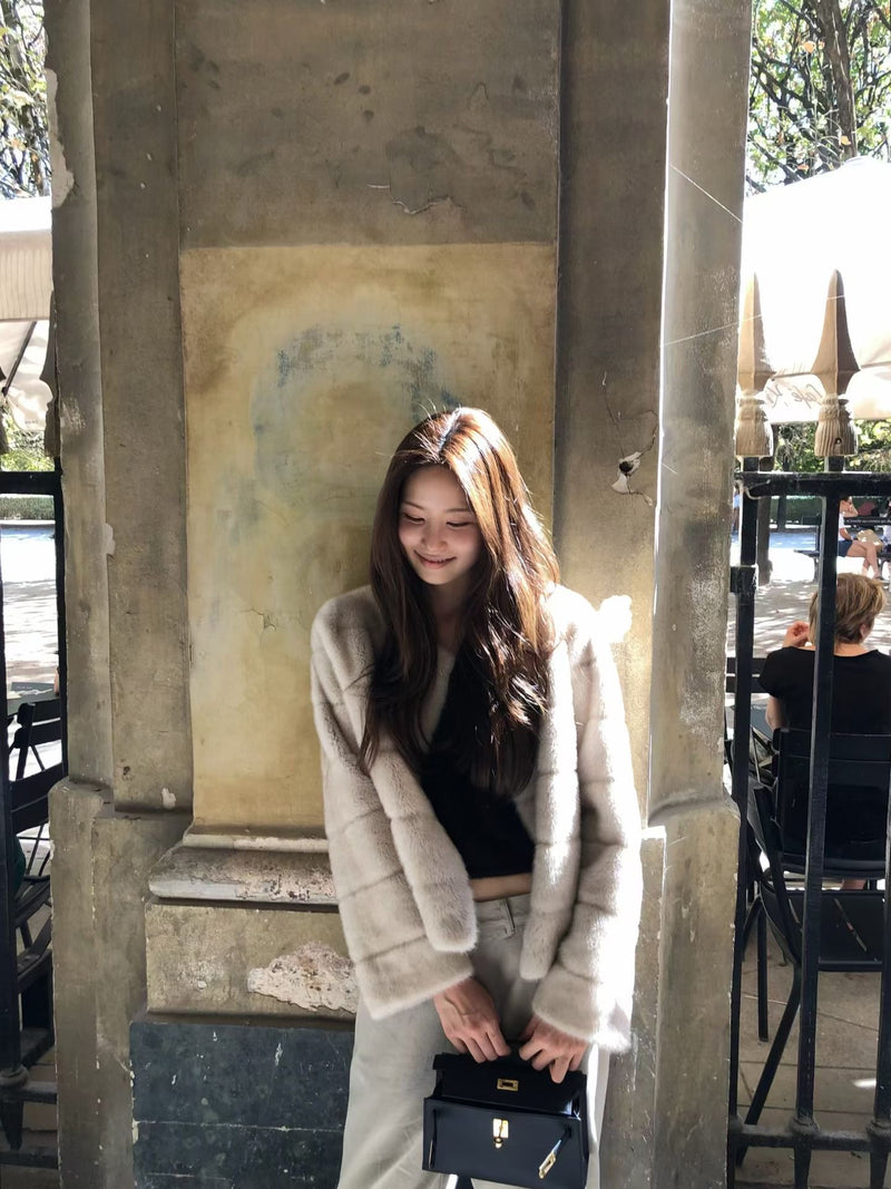 Sage minc fur jacket