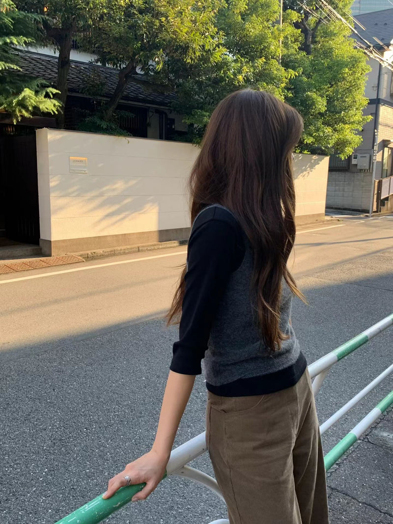 Layered raccoon sleeveless knit