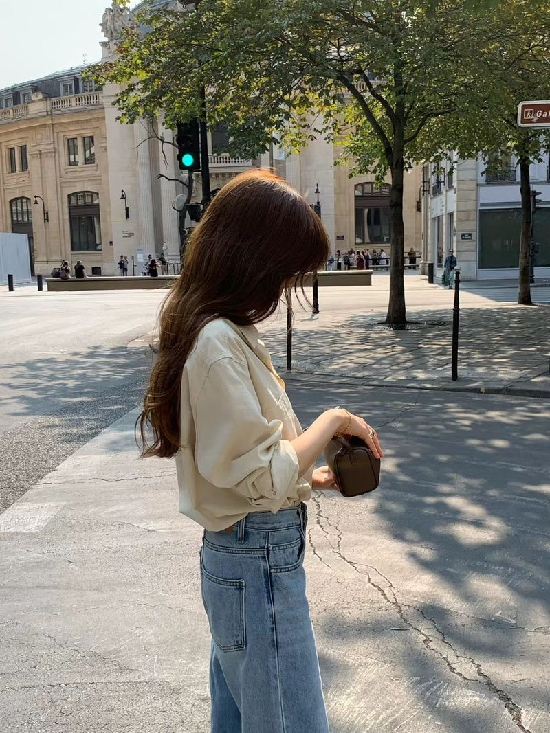 Autumn light denim pants
