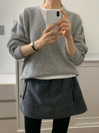 Wool boucle string skirt